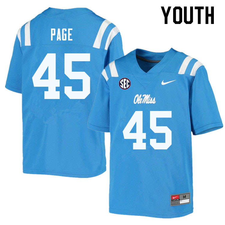 Youth #45 Fred Page Ole Miss Rebels College Football Jerseys Sale-Powder Blue - Click Image to Close